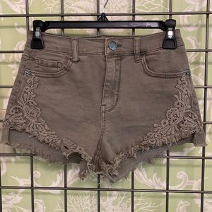 Olive green jean shorts